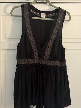 Free People Black Lace Trim Cami